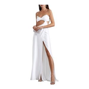 Michael LO Sordo symic cut out crystal embellished silk satin gown